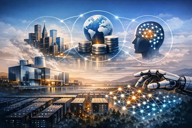 Conceptual illustration of Anthropic's Theseus Infrastructure data center partnership with Macquarie and GIC