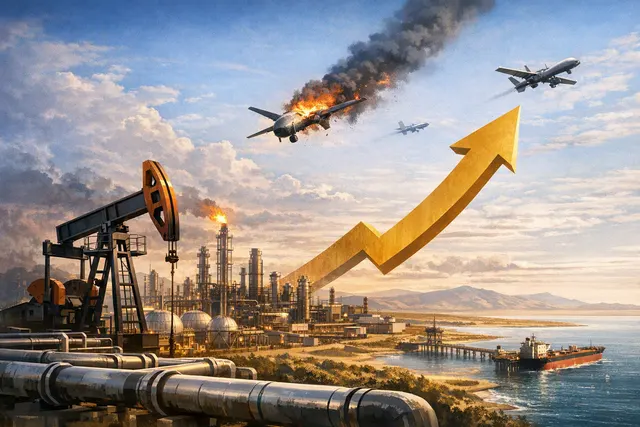 Industrial oil refinery and pipeline infrastructure at sunset, representing Kazakhstan's Tengiz oil field and CPC export route operations