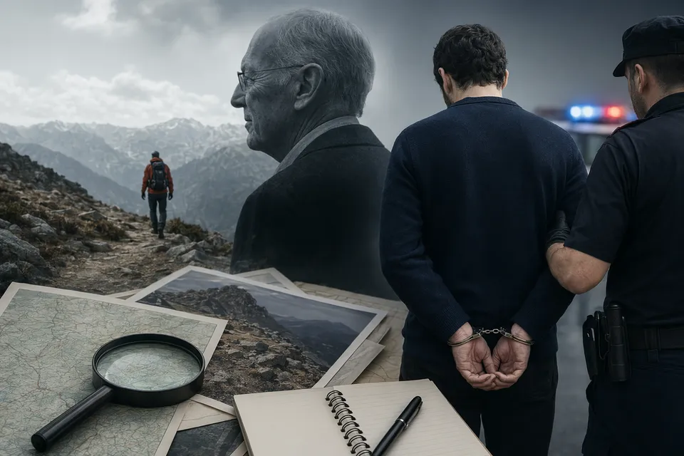 Illustration representing the investigation into Mango founder Isak Andic’s fatal hiking fall in the Montserrat mountains