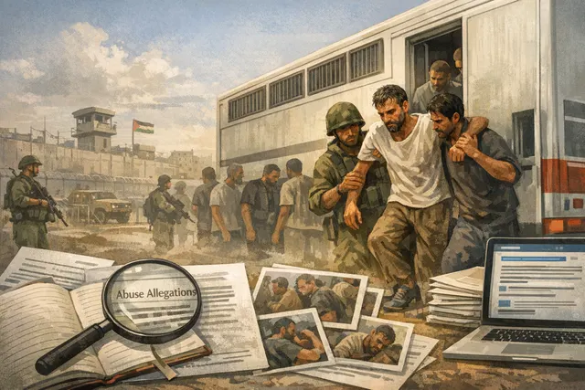 News illustration representing the July 28, 2026 release of 60 Palestinian detainees to Gaza via ICRC transfer through Kerem Shalom crossing