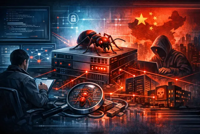 Abstract visualization of Linux authentication stack being backdoored by Velvet Ant's Operation Highland campaign