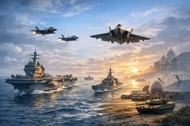 U.S. fighter jets being withdrawn from a NATO airbase in Europe as European allies look on with concern, symbolizing the drawdown of American air power from the continent.