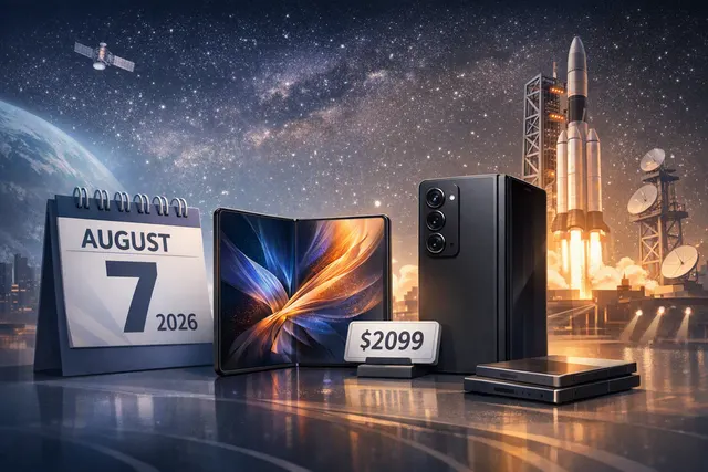Samsung Galaxy Z Fold8 Ultra foldable phone with large inner display, showing the device in open and folded modes
