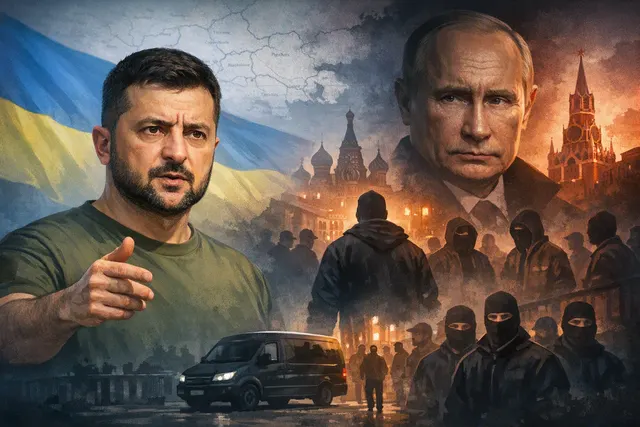 Volodymyr Zelenskyy giving an interview on August 8, 2026, warning of Putin's covert mobilization plans