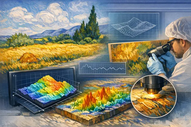 Abstract visualization of brushstroke texture analysis for art authentication