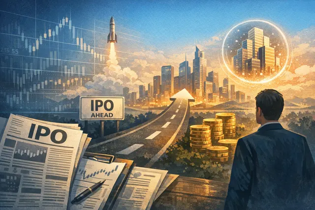 Illustration depicting the OpenAI logo emerging from a stock ticker on a trading floor, symbolizing the company's journey toward an initial public offering.