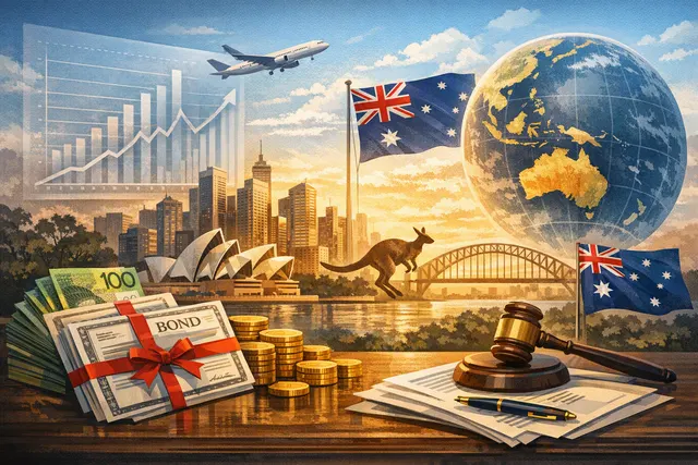 Illustration of Alphabet’s Australian-dollar bond sale financing the global AI infrastructure build-out