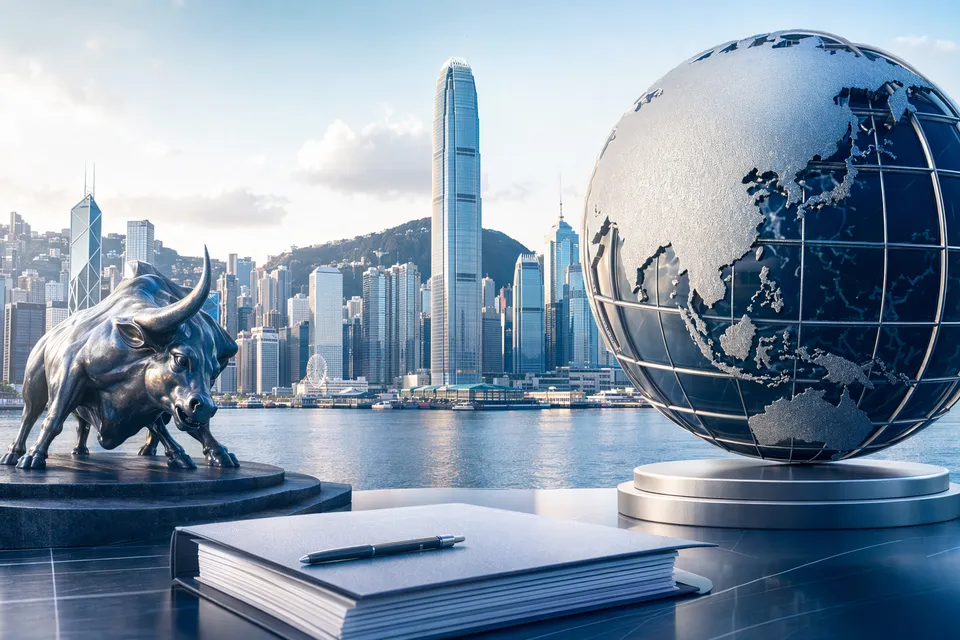 Illustration representing DEEPZERO AI company preparing for a Hong Kong IPO listing