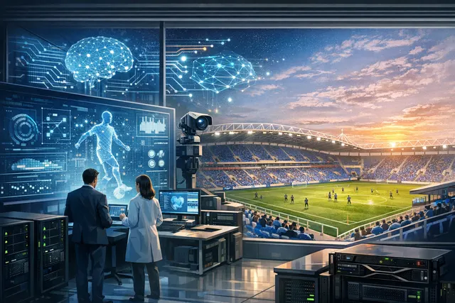 Reading FC AI Centre of Excellence partnership announcement with Stelia, NVIDIA, and Lenovo logos on a football technology background