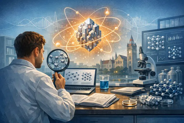 Artistic representation of hot electrons rearranging a metal crystal lattice under an ultrafast laser pulse