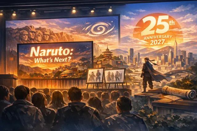 Naruto Uzumaki and Sasuke Uchiha featured in an editorial illustration about the Naruto NYCC 2026 panel