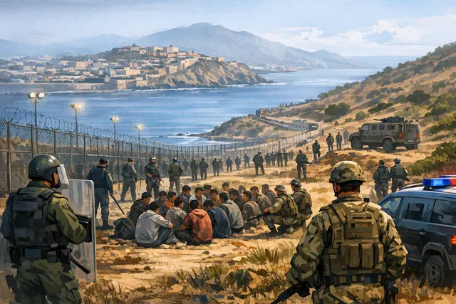 Illustration of heightened security at the Ceuta border during Morocco’s August 15 operation to stop a mass migrant crossing