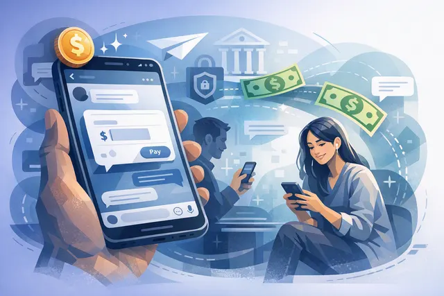 Conceptual illustration of sending money through a TikTok direct message