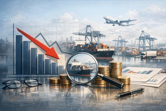 Abstract visualization of global logistics and supply chain network with shipping containers, cargo ships, and data connections representing private equity deal flow in Q2 2026.