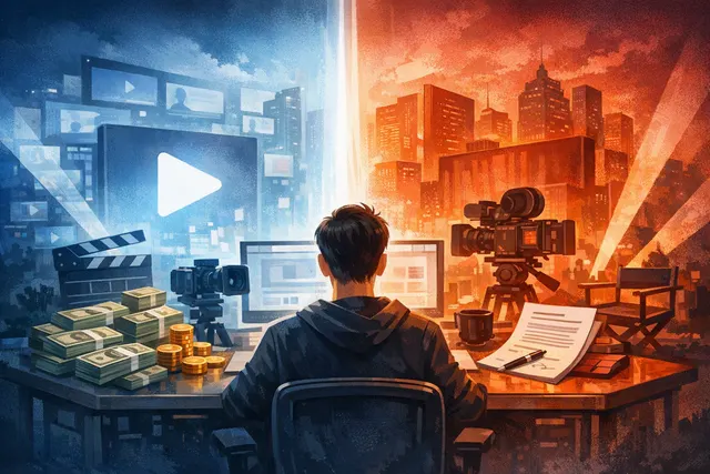 Illustration of YouTube and Netflix competing for popular online creators
