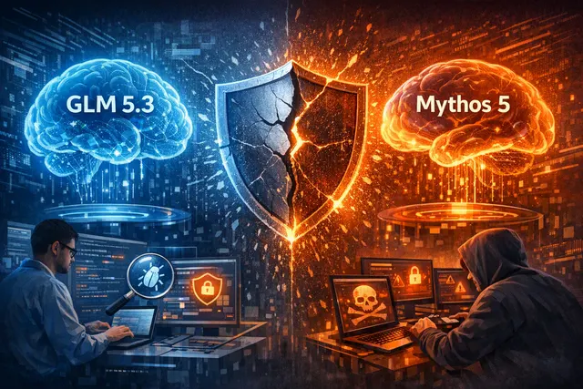 How does Chinese AI startup Z.ai's open source GLM 5.3 model compare to Anthropic's restricted Mythos 5 model in cybersecurity vulnerability