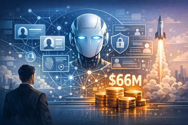 Abstract visualization of an AI agent identity platform securing both human and autonomous digital entities in a modern enterprise network