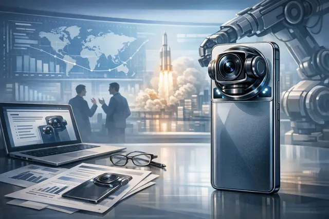 Honor Robot Phone with 200MP motorised gimbal camera deployed from the back panel