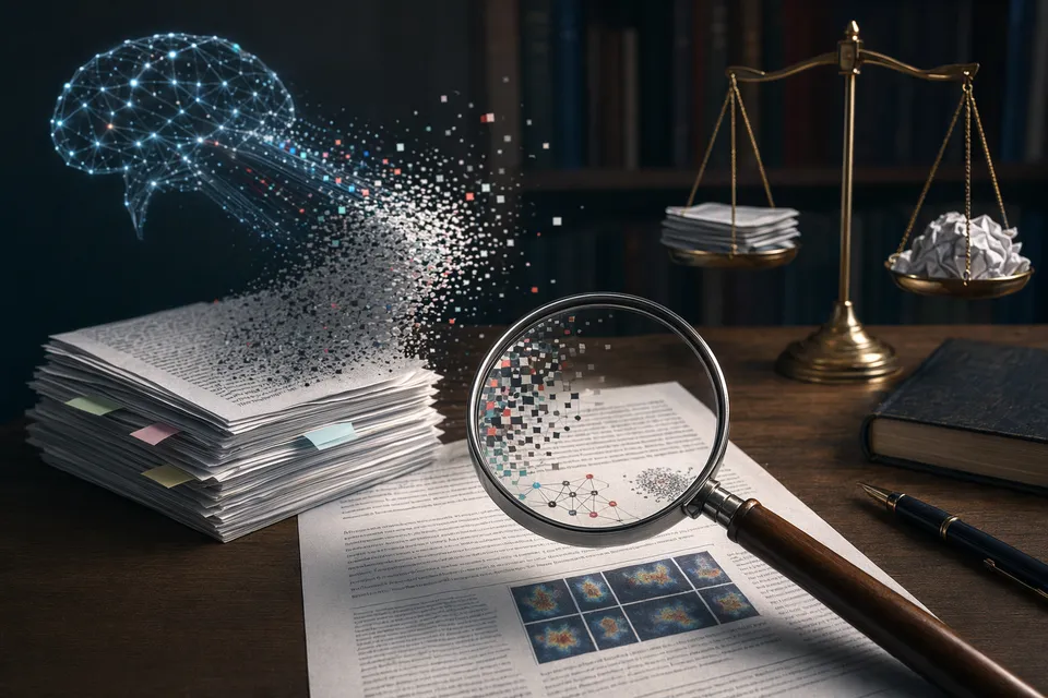 Illustration representing arXiv policy crackdown on unchecked AI-generated scientific papers