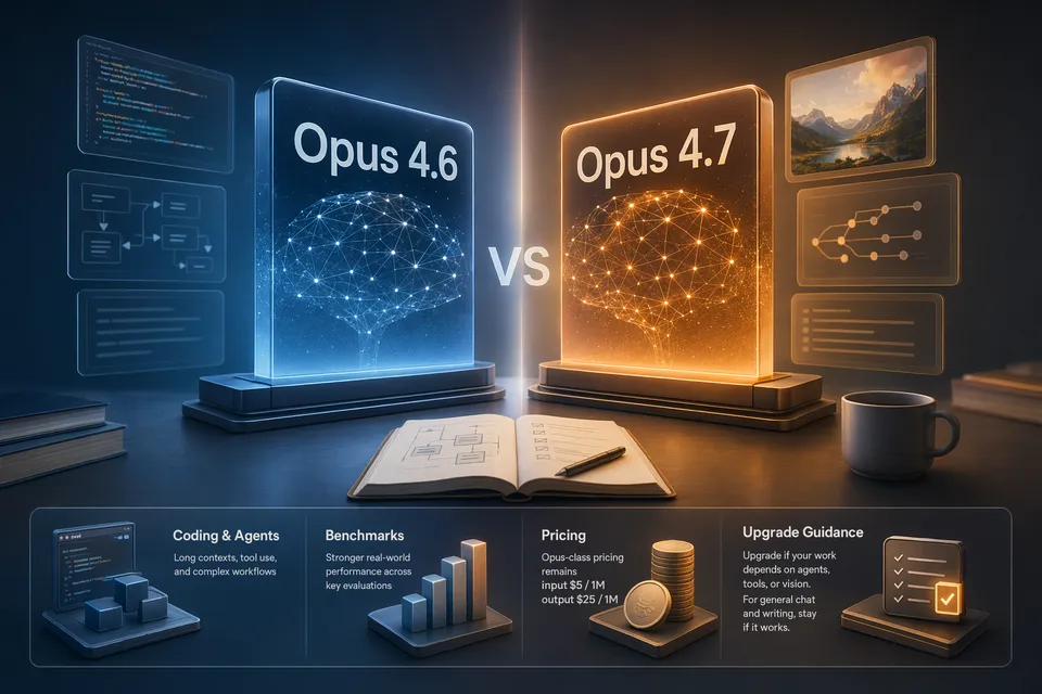 Claude Opus 4.7 與 Opus 4.6 升級差異比較示意圖