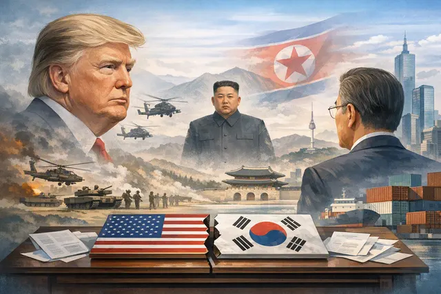 Illustration of U.S. and South Korean forces, military exercises, and diplomacy involving North Korea