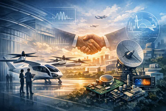 Joby Aviation and Resonant Sciences acquisition deal visualization showing eVTOL aircraft and defense technology integration