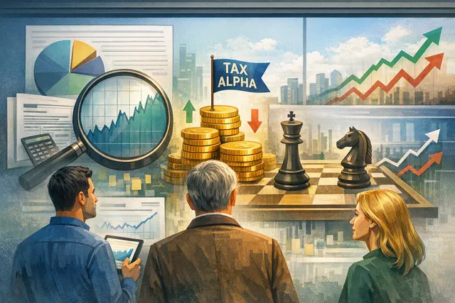 A smartphone screen showing a TikTok financial influencer explaining tax-loss harvesting strategies, with stock charts and tax documents in the background