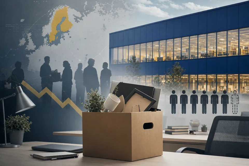Illustration representing IKEA layoffs and restructuring in 2026