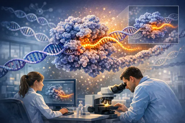 Conceptual illustration of RNA polymerase and DNA-origami rotor imaging