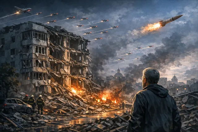 Aftermath of a Russian drone strike in Ukraine: damaged railway depot in Konotop and emergency response