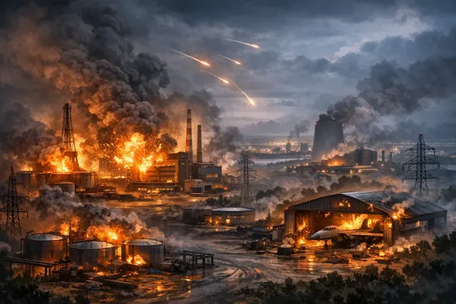 Smoke rises after Ukrainian Flamingo cruise missile strike on Progress Rocket and Space Centre in Samara, Russia, August 15, 2026