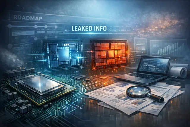 Abstract representation of an Intel processor die with neon circuit traces, symbolizing the leaked Razor Lake architecture
