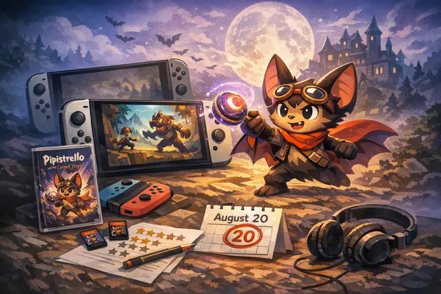 Pipistrello and the Cursed Yoyo character using a yoyo in a colorful retro city for the Nintendo Switch 2 edition