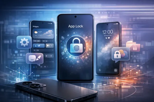 Samsung One UI 9.5 on Galaxy S26 showing lock icon and new software update banner