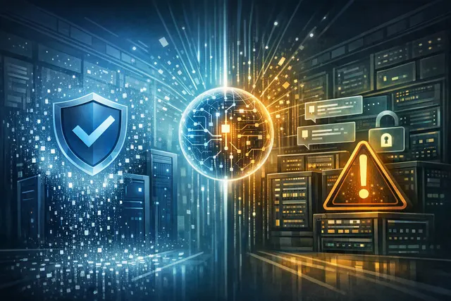 Editorial illustration of OpenAI and Anthropic competing over enterprise AI privacy and zero data retention