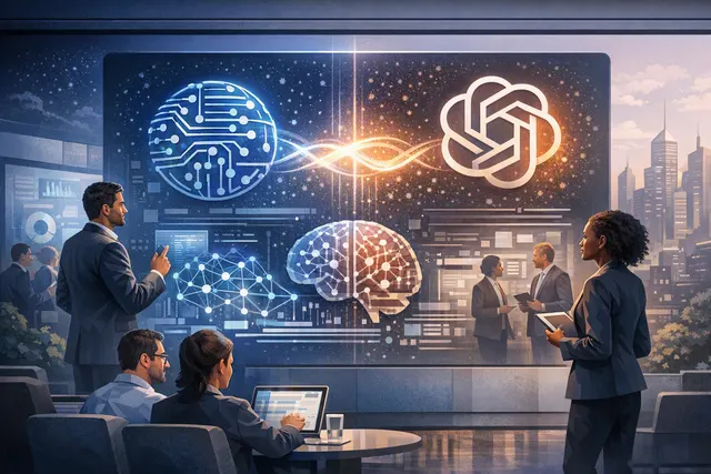 IBM and OpenAI strategic partnership illustration showing AI models integrated into enterprise consulting