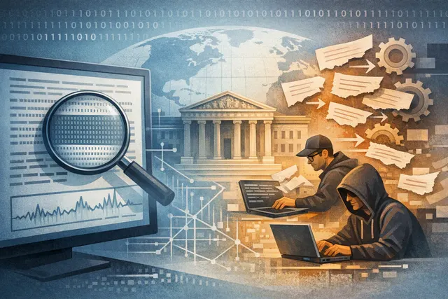 Editorial illustration of an invisible AI watermark being detected and disrupted in Claude-generated text