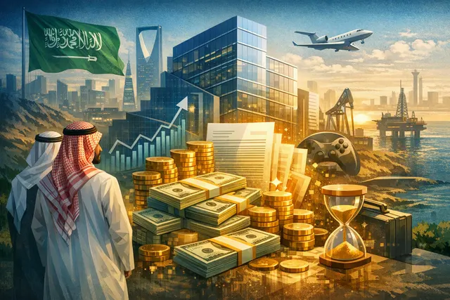 A conceptual image representing the $55 billion Saudi-led acquisition of Electronic Arts, combining elements of gaming, finance, and geopolitical influence.