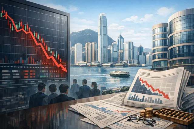 Zhongji Innolight stock chart and Hong Kong Stock Exchange signage