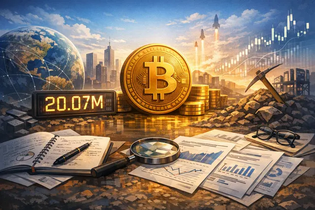 Bitcoin passing 20.07 million mined coins milestone in August 2026, with CZ's lost coin estimate and Glassnode bear market warning