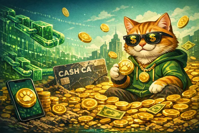 AI-generated hero image for Cash Cat (CASHCAT) memecoin on Robinhood Chain