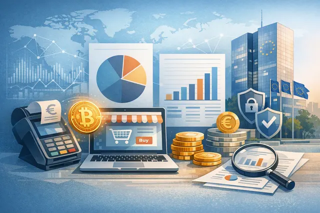 According to the ECB survey published on August 13, 2026, what share of euro area online sellers accept crypto assets, how does that compare