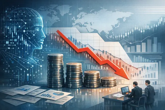 Chart showing steep decline in enterprise AI inference costs per million tokens from May to August 2026, with key events labeled (OpenAI price cuts, DeepSeek release, Anthropic Cla