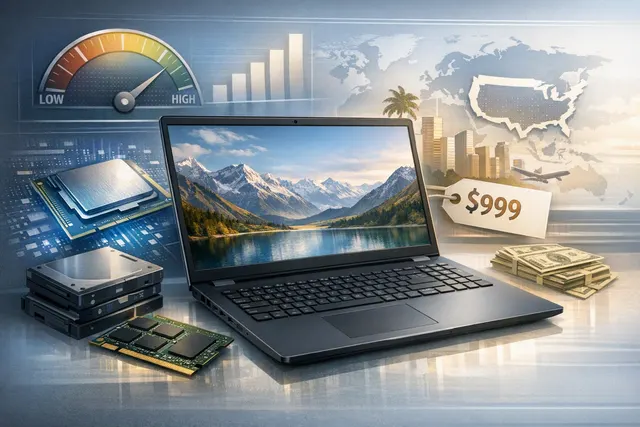 Conceptual product image of the Dell 15 D15261 budget laptop with its 15.3-inch display