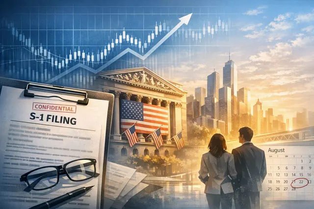 Abstract editorial illustration of Anthropic’s potential IPO and confidential SEC filing