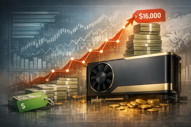 Nvidia RTX PRO 6000 Blackwell workstation GPU on a futuristic circuit board background, symbolizing the AI-driven memory crisis and GPU price hikes.