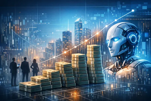Graphical representation of the Ramp AI Index showing the spending gap between AI-pilled firms, the top 10%, and the median company