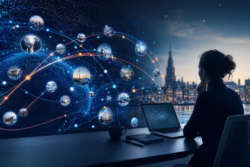 Illustration representing AI analyzing startup signals and company data for private market intelligence