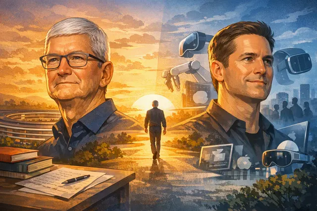 Tim Cook and John Ternus representing the Apple CEO transition in 2026