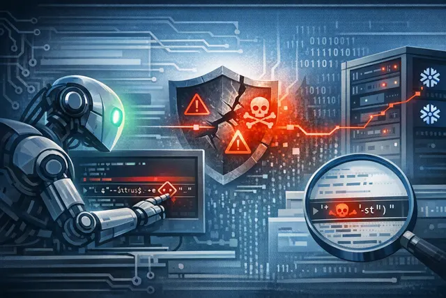 Abstract illustration of AI agents analyzing a GitHub Actions security vulnerability
